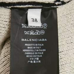 Balenciaga Black All Over Pattern Rib Knit Turtleneck Oversized Sweater M