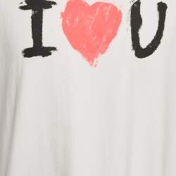 Balenciaga White I Love You Printed Cotton Oversized Distressed T-Shirt M