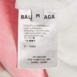Balenciaga White I Love You Printed Cotton Oversized Distressed T-Shirt M