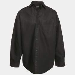 Balenciaga Unisex Black Cotton Gabardine Oversized Shirt XXS