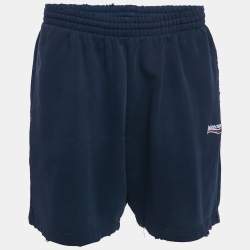 Balenciaga Unifit Navy Blue Cotton Knit Campaign Distressed Shorts M