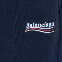 Balenciaga Unifit Navy Blue Cotton Knit Campaign Distressed Shorts M