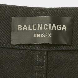 Pre Owned Balenciaga Unisex Black Knee Ripped Denim Straight Leg Jeans S Waist 31"