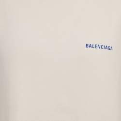 Balenciaga Unisex Beige Logo Print Jersey T-Shirt M