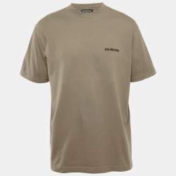 Balenciaga Unisex Taupe Logo Embroiderd Jersey T-shirt XS 