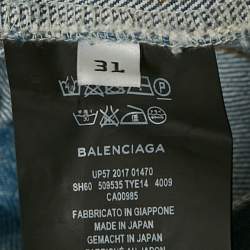 Pre Owned Balenciaga Blue Faded Blue Denim Shorts M Waist 31"