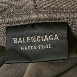 Pre Owned Balenciaga Grade-Robe Grey Printed Cotton Oversized Hoodie L