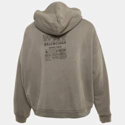 Pre Owned Balenciaga Grade-Robe Grey Printed Cotton Oversized Hoodie L