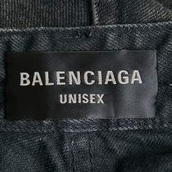 Pre Owned Balenciaga Unisex Grey Faded Denim Shorts M Waist 29"