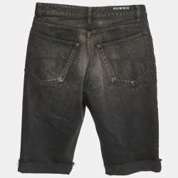 Pre Owned Balenciaga Unisex Grey Faded Denim Shorts M Waist 29"