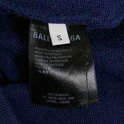 Pre Owned Balenciaga Blue Campaign Print Cotton Knit Hoodie S 