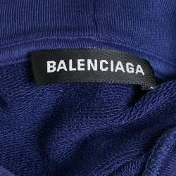 Pre Owned Balenciaga Blue Campaign Print Cotton Knit Hoodie S 