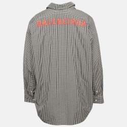 Pre Owned Balenciaga Monochrome Gingham Cotton Oversized Shirt S