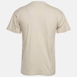 Pre Owned Balenciaga Unisex Beige Logo Print Jersey T-Shirt XXS