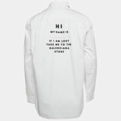 Pre Owned Balenciaga White Printed Cotton Oversized Shirt XS