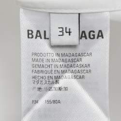 Pre Owned Balenciaga White Printed Cotton Oversized Shirt XS