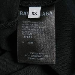 مملوكة مسبقًا تي شيرت بالنسياغا رقبة مستديرة واسع طباعة سينرز قطن أسود مقاس متوسط