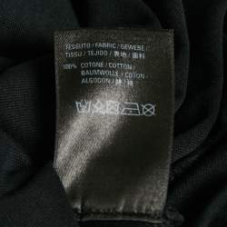 مملوكة مسبقًا تي شيرت بالنسياغا رقبة مستديرة واسع طباعة سينرز قطن أسود مقاس متوسط