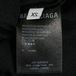 مملوكة مسبقًا تي شيرت بالنسياغا رقبة مستديرة واسع طباعة سينرز قطن أسود مقاس متوسط