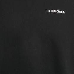 مملوكة مسبقًا تي شيرت بالنسياغا رقبة مستديرة واسع طباعة سينرز قطن أسود مقاس متوسط