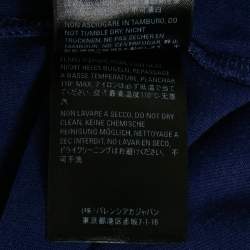 Pre Owned Balenciaga Unisex Blue Logo Print Jersey T-Shirt XS