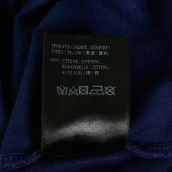 Pre Owned Balenciaga Unisex Blue Logo Print Jersey T-Shirt XS
