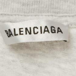 Pre Owned Balenciaga Grey Melange WFP Print Jersey T-Shirt XS
