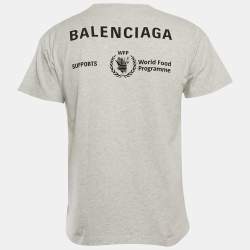 Pre Owned Balenciaga Grey Melange WFP Print Jersey T-Shirt XS