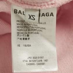 Pre Owned Balenciaga Pink 7 Languages Logo Cotton Hoodie XS