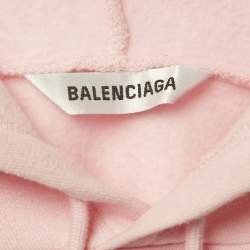 Pre Owned Balenciaga Pink 7 Languages Logo Cotton Hoodie XS