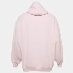 Pre Owned Balenciaga Pink 7 Languages Logo Cotton Hoodie XS