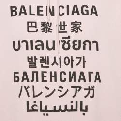 Pre Owned Balenciaga Pink 7 Languages Logo Cotton Hoodie XS