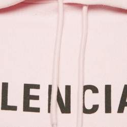Pre Owned Balenciaga Pink 7 Languages Logo Cotton Hoodie XS