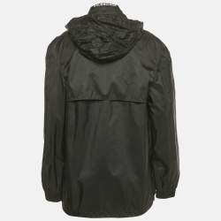 Pre Owned Balenciaga Black Logo Print Nylon Oversized Wind Breaker Jacket M