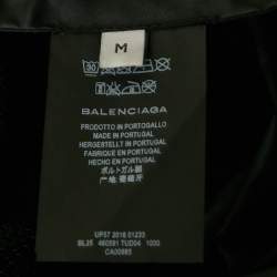Pre Owned Balenciaga Black Logo Print Nylon Oversized Wind Breaker Jacket M