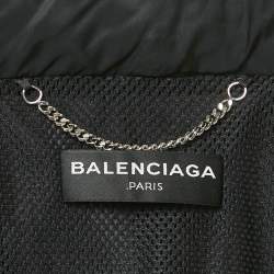 Pre Owned Balenciaga Black Logo Print Nylon Oversized Wind Breaker Jacket M