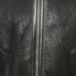 Pre Owned Balenciaga Black Leather and Shearling Oversized Jacket L