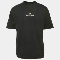 Pre Owned Balenciaga Black Cotton Knit Crew Neck T-Shirt S