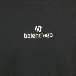 Pre Owned Balenciaga Black Cotton Knit Crew Neck T-Shirt S