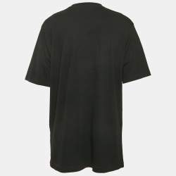 Pre Owned تي شيرت بالنسياغا رقبة مستديرة واسع طباعة سينرز قطن أسود مقاس متوسط