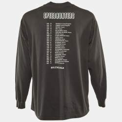 Pre Owned تي شيرت بالنسياغا بسيط قطن رمادي سبيدهانترز بأكمام طويلة مقاس صغير