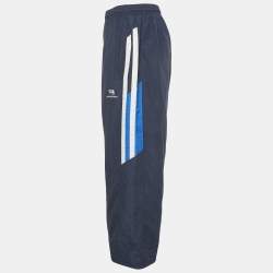 Pre Owned Balenciaga Navy Blue Logo Embroidered Synthetic Track Pants XXL  