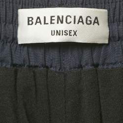 Pre Owned Balenciaga Navy Blue Logo Embroidered Synthetic Track Pants XXL  