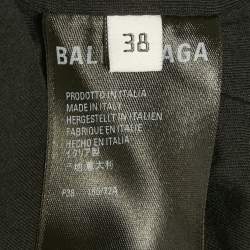 Pre Owned Balenciaga Navy Blue Logo Embroidered Synthetic Track Pants XXL  