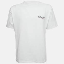 Balenciaga White Printed Cotton Oversized T-Shirt S