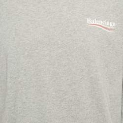 Pre Owned Balenciaga Grey Political Campaign Print Jersey T-Shirt XS