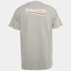 Pre Owned Balenciaga Grey Political Campaign Print Jersey T-Shirt XS