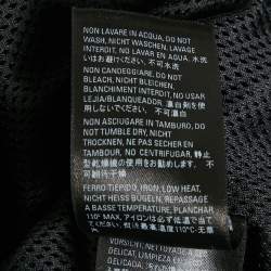 Pre Owned Balenciaga Black/White Synthetic & Denim Patchwork Logo Zip-Up Jacket XS