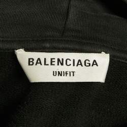 Pre Owned هودي بالنسياغا قطن رمادي بطبعة الفارسيتي مقاس كبير جدًا - إكسترا لارج