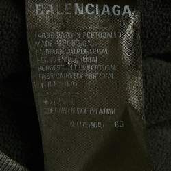 Pre Owned هودي بالنسياغا قطن رمادي بطبعة الفارسيتي مقاس كبير جدًا - إكسترا لارج